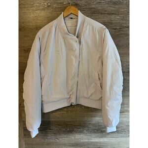 BLANK NYC Women's Nylon Bomber Jacket Large Lavender $148 Excellent Comfy